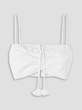 CARA CARA Maidstone cropped shirred 100% linen top White XL Original Price $295